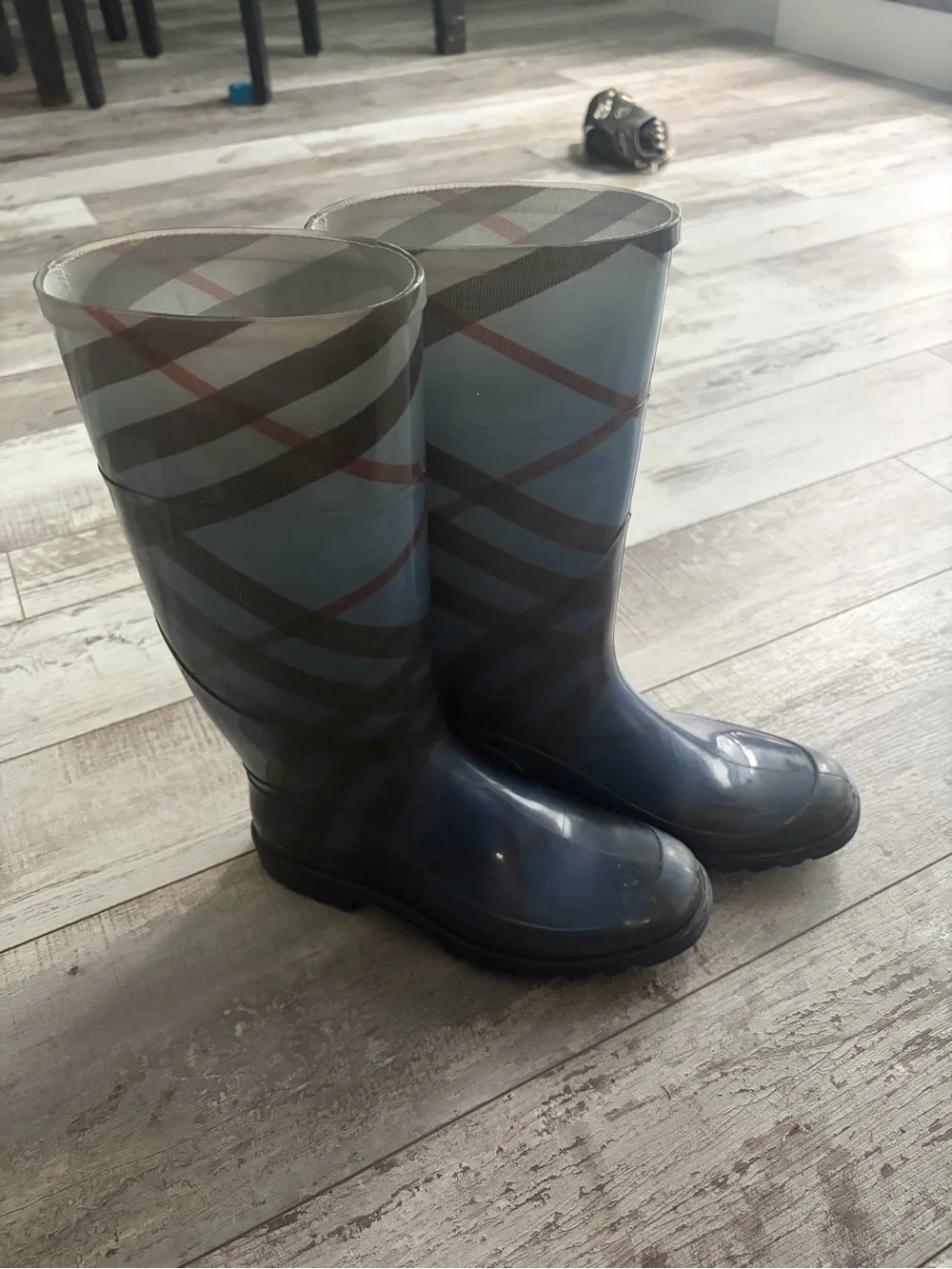 Burberry Navy Plaid Women's Rain Boots